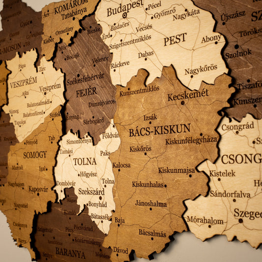 Hungary 3D Wooden Map
