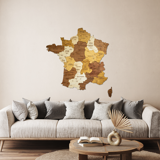 France 3D Wooden Map